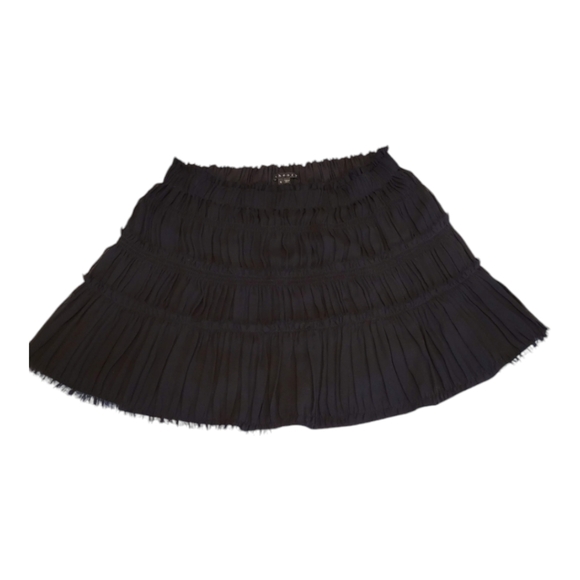 Theory Briona Georgette Silk Skirt Black Tiered Pleated Chiffon Mini Skirt Small - Picture 7 of 14